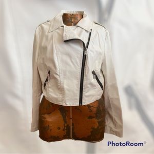 LACoalition Vegan Leather Cropped Moto Jacket